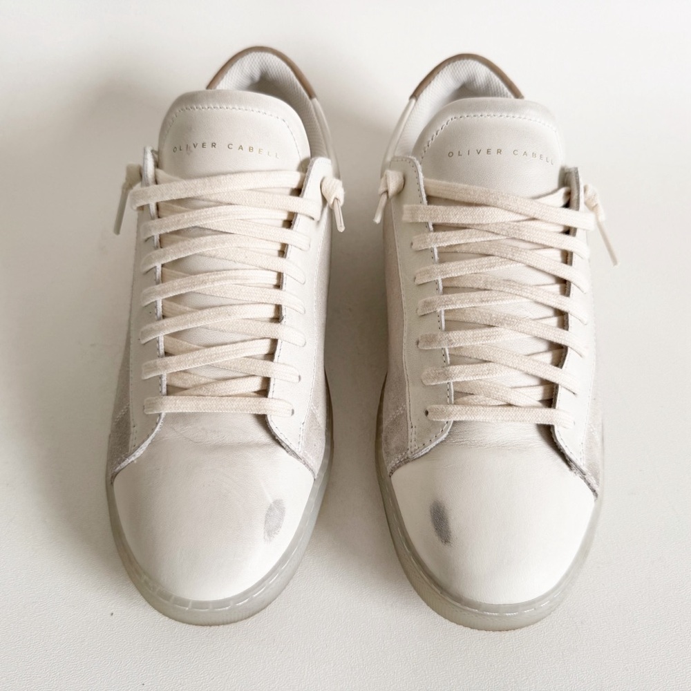 Oliver Cabell Low 1 Off White Leather Suede Sneaker Mens US 7/ Womens 10 EU 40 - Picture 4 of 13